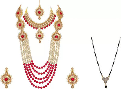 Mystory Alloy Red Jewellery Set(Pack of 1)
