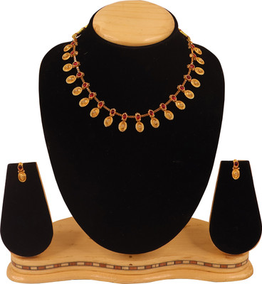 Swarajshop Brass, Copper Gold-plated Maroon Jewellery Set(Pack of 1)