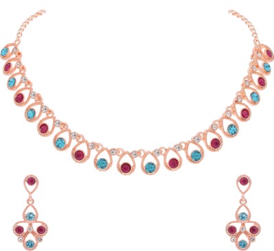 brado jewellery Brass Gold-plated Rose Gold, Blue, Pink Jewellery Set(Pack of 1)