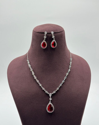 SHYAM Alloy Silver Red Jewellery Set(Pack of 1)