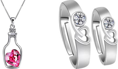 ruby collection Alloy Pink, Silver Jewellery Set(Pack of 2)