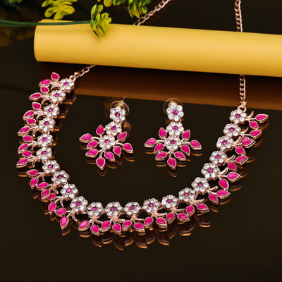 Shostopper by Sukkhi Alloy Copper Pink Jewellery Set(Pack of 1)