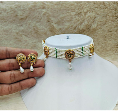 MK Gallery Alloy White Jewellery Set(Pack of 1)
