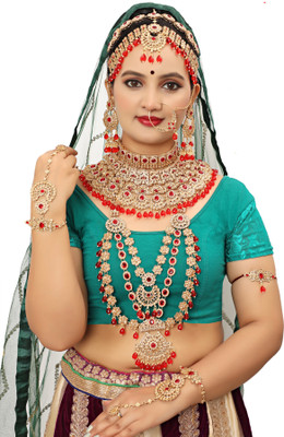 KKIMITATION Alloy Gold-plated Red Jewellery Set(Pack of 1)
