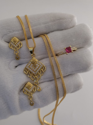 Niva Fashion Brass Gold-plated Gold Jewellery Set(Pack of 3)