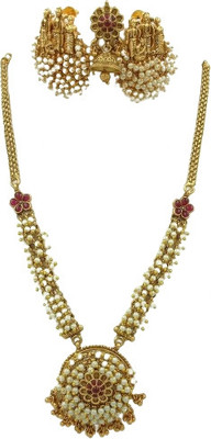 Joyful Brass Maroon Jewellery Set(Pack of 1)
