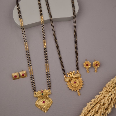 suvarn palace Brass Gold, Black Jewellery Set(Pack of 2)