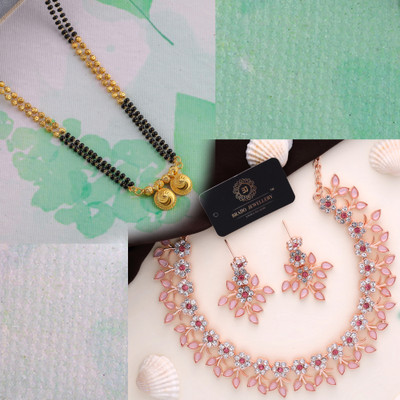 Divastri Brass Gold-plated Gold, White, Rose Gold, Pink Jewellery Set(Pack of 2)