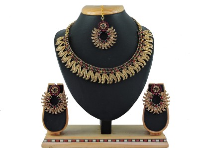 KAHAR CREATION Alloy Gold-plated Maroon, Green Jewellery Set(Pack of 1)