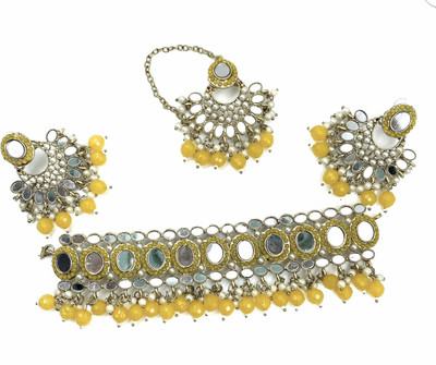 Ruhi Brass Yellow, Silver Jewellery Set(Pack of 1)