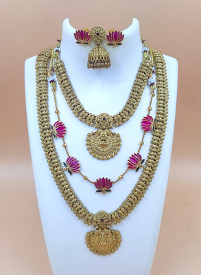 Joyful Alloy Gold-plated Pink, Gold Jewellery Set(Pack of 1)