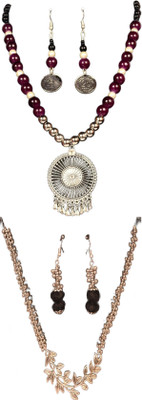 HOUSE OFF COMMON Oxidised Silver Black, Silver, Multicolor Jewellery Set(Pack of 2)