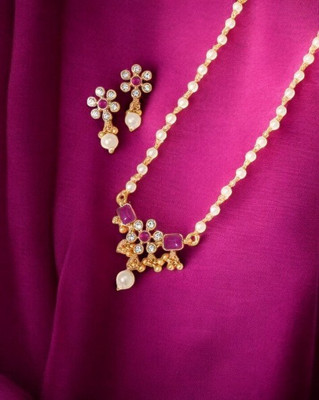 Hetshree Brass Gold-plated Gold, Multicolor Jewellery Set(Pack of 1)