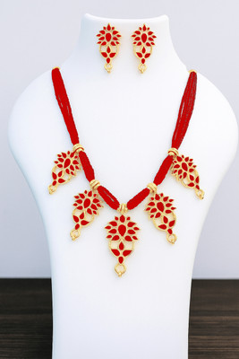 shree balaji gold Copper, Dori, Alloy Gold-plated Red Jewellery Set(Pack of 1)