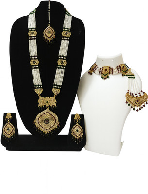 Marsify World Brass, Alloy Gold-plated White, Green Jewellery Set(Pack of 1)