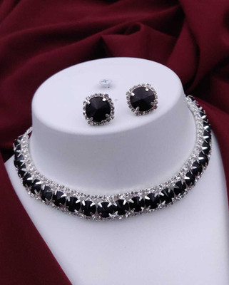 ShringarHouse Stone, Alloy Sterling Silver, Silver Silver, Black Jewellery Set(Pack of 1)