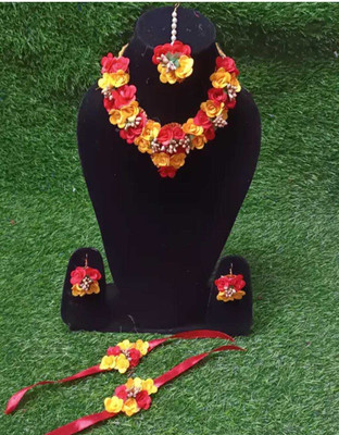 FASHIONINSTA Fabric Red, Yellow Jewellery Set(Pack of 1)