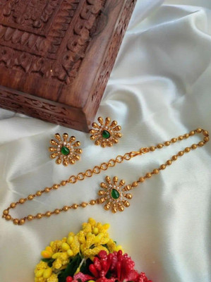 Lucentarts Jewellery Alloy Gold-plated Green Jewellery Set(Pack of 2)