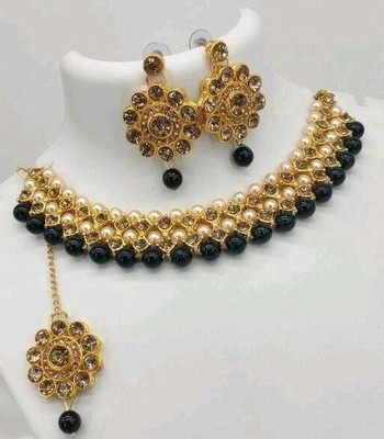 FASHOW Alloy Gold-plated Black Jewellery Set(Pack of 1)