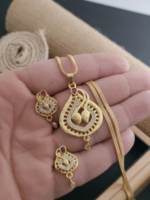 Bhagavati creation Brass Gold-plated Gold Jewellery Set(Pack of 1)