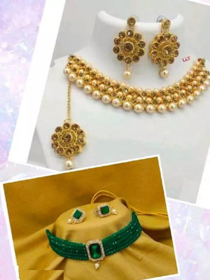 Ruhi Alloy Gold, Green Jewellery Set(Pack of 1)