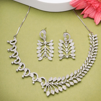 ZENEME Brass Rhodium White Jewellery Set(Pack of 3)