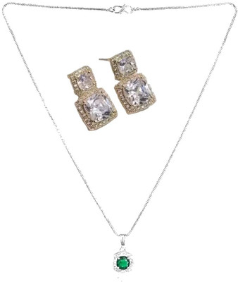 SRK Fashions Alloy Green, Silver Jewellery Set(Pack of 1)