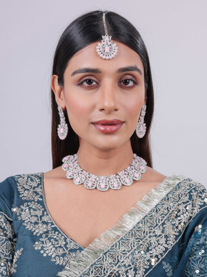 VATSALYA creation Alloy Pink Jewellery Set(Pack of 1)