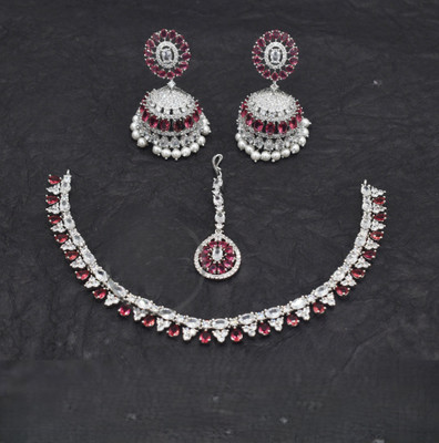 gvg Alloy Rhodium Red Jewellery Set(Pack of 2)