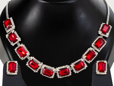 LILY Alloy Maroon Jewellery Set(Pack of 1)