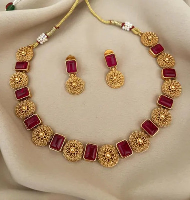 SUNDHA CREATION Copper, Alloy Gold-plated Gold Jewellery Set(Pack of 1)