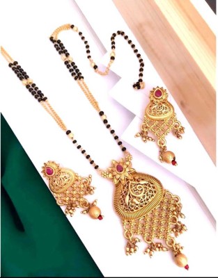 RIWAAH CREATIONS Brass, Copper Gold-plated Gold Jewellery Set(Pack of 1)