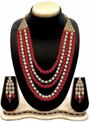 PRANSH VENTURE Alloy Gold-plated Red, Gold Jewellery Set(Pack of 1)