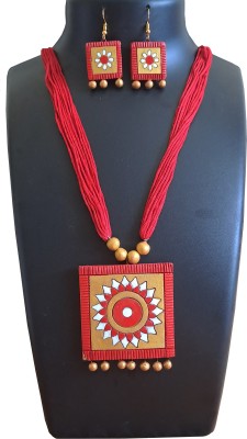 AVIGHNA Terracotta, Dori Red, Gold Jewellery Set(Pack of 1)