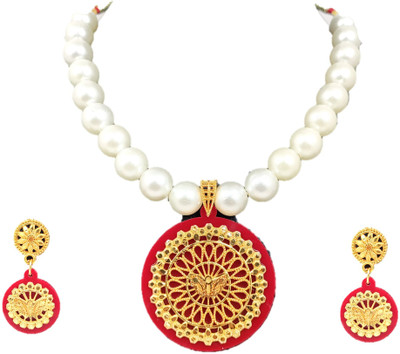 SDR Alloy Gold-plated White, Red Jewellery Set(Pack of 1)