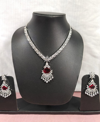 gifto shifto Alloy Silver Red Jewellery Set(Pack of 3)
