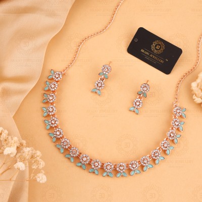brado jewellery Brass Gold-plated Rose Gold, Blue Jewellery Set(Pack of 1)