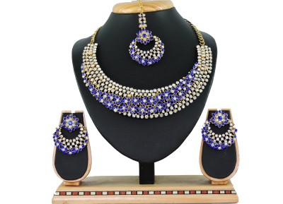 KAHAR CREATION Alloy Gold-plated Blue Jewellery Set(Pack of 1)