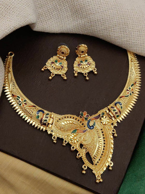 KALPANA CHUDIGHAR Alloy Gold-plated Gold Jewellery Set(Pack of 2)