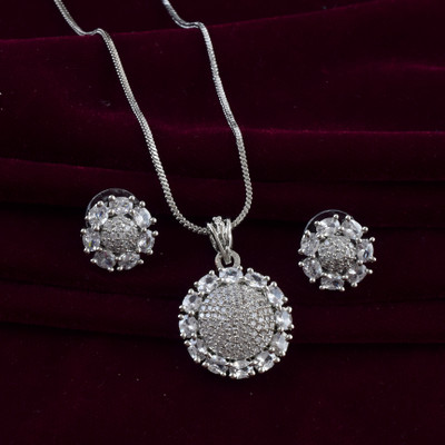 Admier Brass Sterling Silver White Jewellery Set(Pack of 1)