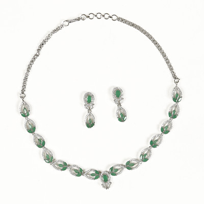 RANIT CREATION Brass Rhodium Green Jewellery Set(Pack of 1)