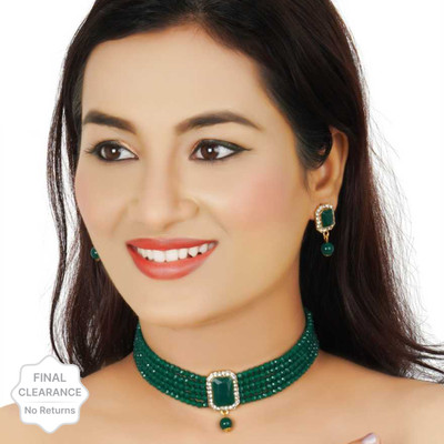 shivay Alloy Gold-plated Green Jewellery Set(Pack of 1)