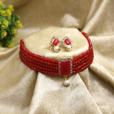 PingBling Alloy Gold-plated Red Jewellery Set(Pack of 1)