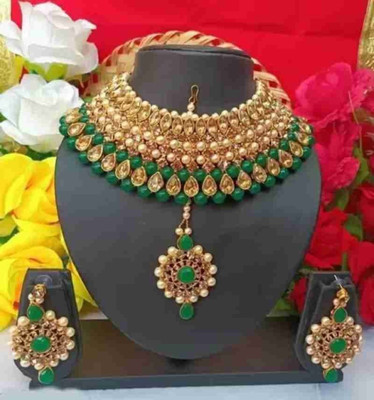 Kaima Dori Gold-plated Green Jewellery Set(Pack of 1)