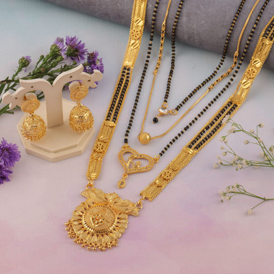Sangria Brass Gold-plated Gold Jewellery Set(Pack of 1)