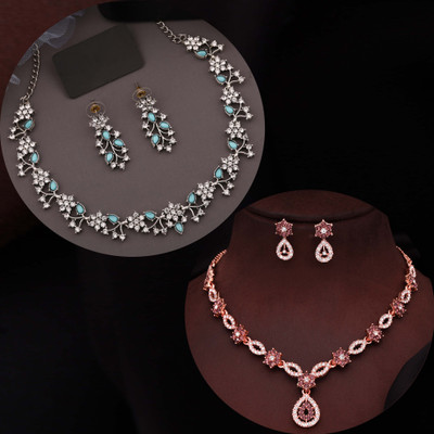 Vedda Brass Gold-plated Silver, Blue, Brown Jewellery Set(Pack of 1)