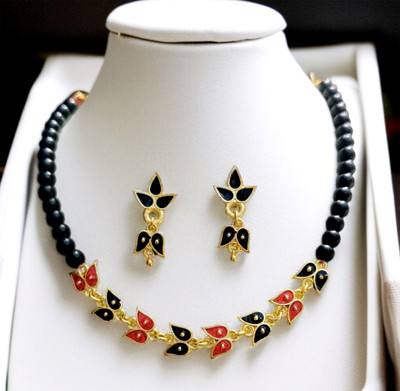 balaji gold Copper Gold-plated Red, Black Jewellery Set(Pack of 1)