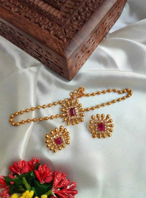 Aashira Jewels Alloy Gold-plated Gold, Ruby Red Jewellery Set(Pack of 3)