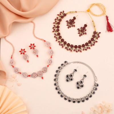 Alasca Brass Gold-plated Rose Gold, Gold Jewellery Set(Pack of 3)