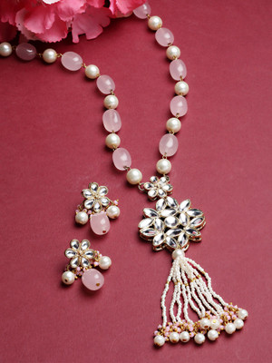 Karatcart Alloy Gold-plated Pink Jewellery Set(Pack of 1)